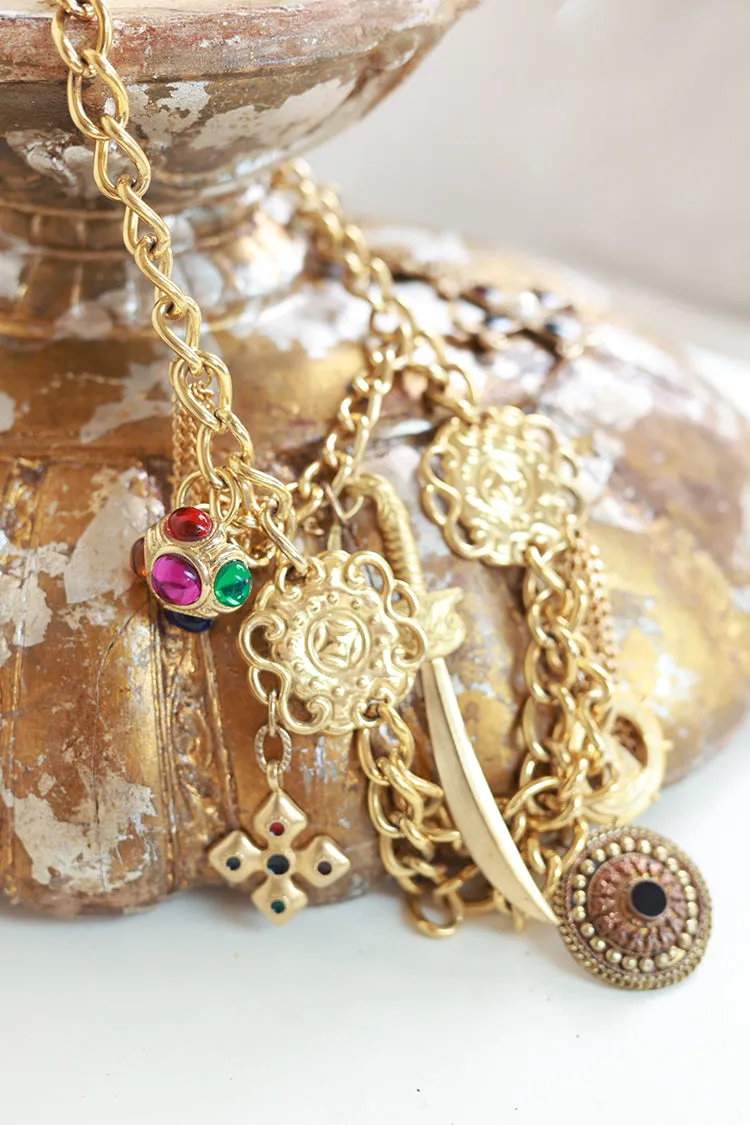 Vintage Layered Charm Necklace