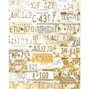 Vintage License Plates Printed Backdrop