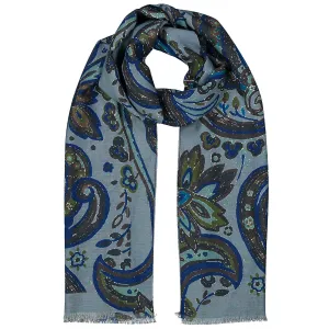 Vintage light blue archive scarf paisley super soft - PERVINCA