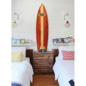 Vintage Look Red Surfboard Wall Art