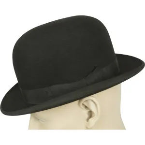 Vintage Mens English Bowler by Lyons London Black Derby The King Hat Size 7