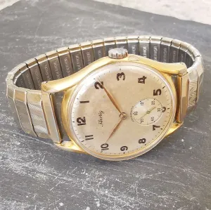 Vintage Men's Swiss-Made Hertig Mechanical Watch // Gold Plated Watch // With A Seconds Subdial