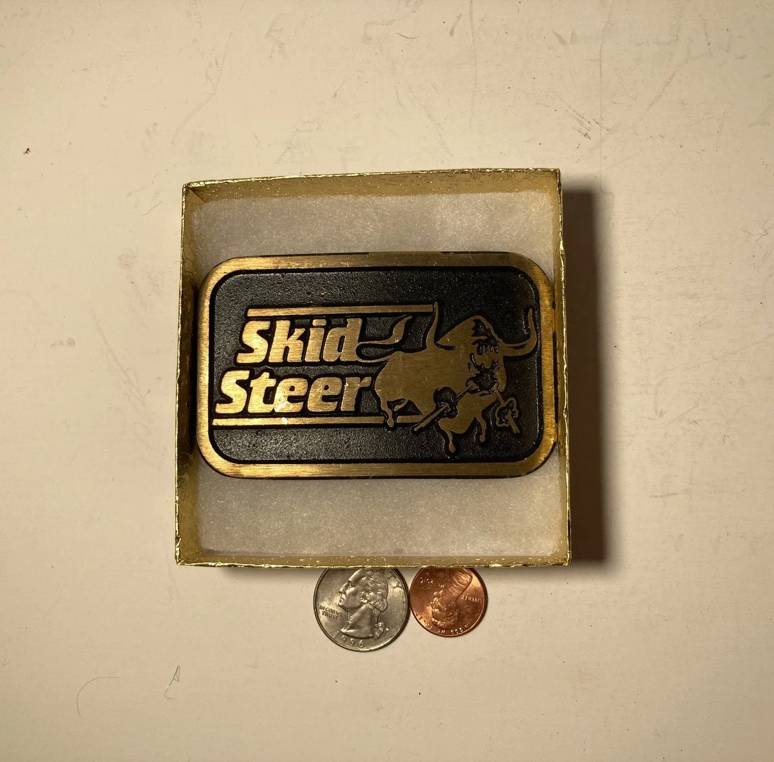 Vintage Metal Belt Buckle, Brass, Skid Steer, Loader, Scraper, Dump, Construction, Track Loader, AG, Nice Design, 3 1/2" x 2 1/4", Heavy