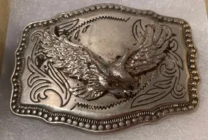 Vintage Metal Belt Buckle, Nice American Bald Eagle, Bird, Nice Western Design, 3" x 2 1/4", Heavy Duty, Quality