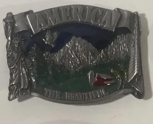 Vintage Metal Belt Buckle, The Beautiful America, Nice Design, Standard Size, Heavy Duty, Quality, Thick Metal, For Belts, Fashion,