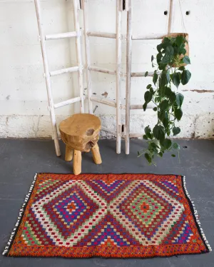 Vintage Mini Turkish Kilim Rug 2'4"x4'2"