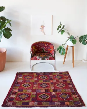 Vintage Mini Turkish Kilim Rug 3'7"x4'8"