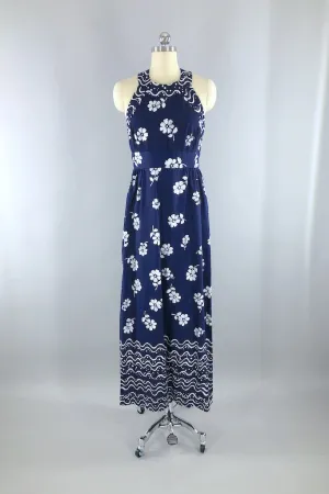 Vintage Navy Blue Halter Dress