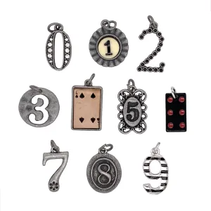 Vintage Number Charms '0' thru '9' 10pc