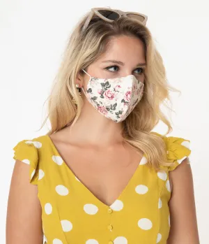 Vintage Pink Rose Print Face Mask