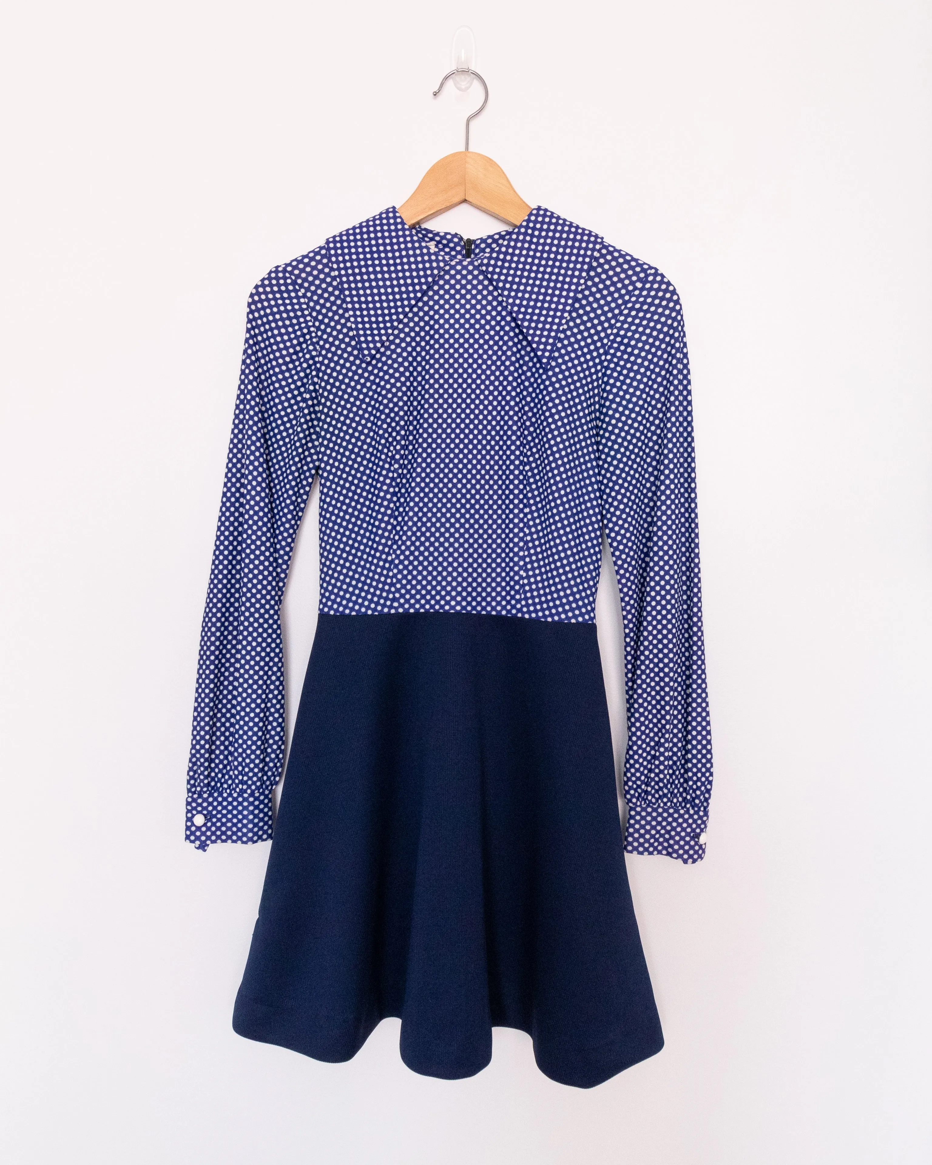 Vintage Polka Dot Fit and Flare Dress Navy