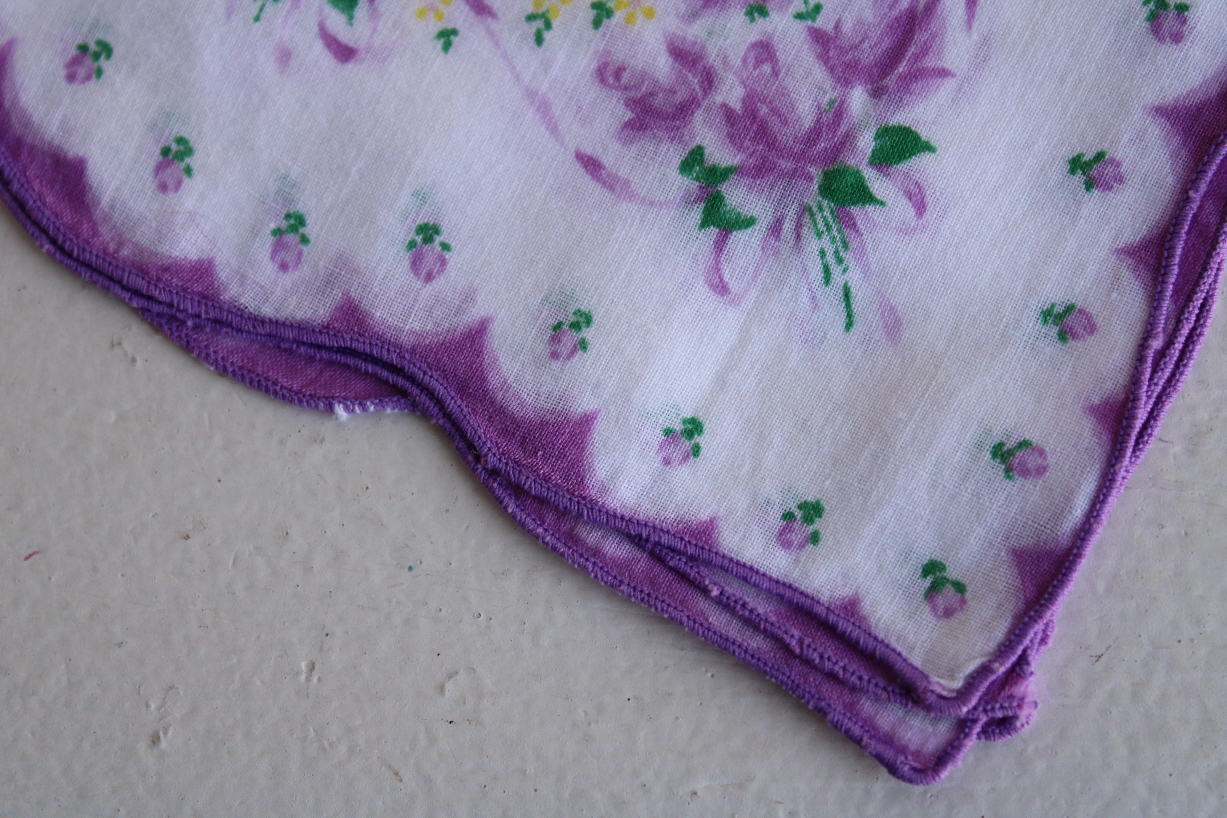 Vintage Purple Roses Handkerchief