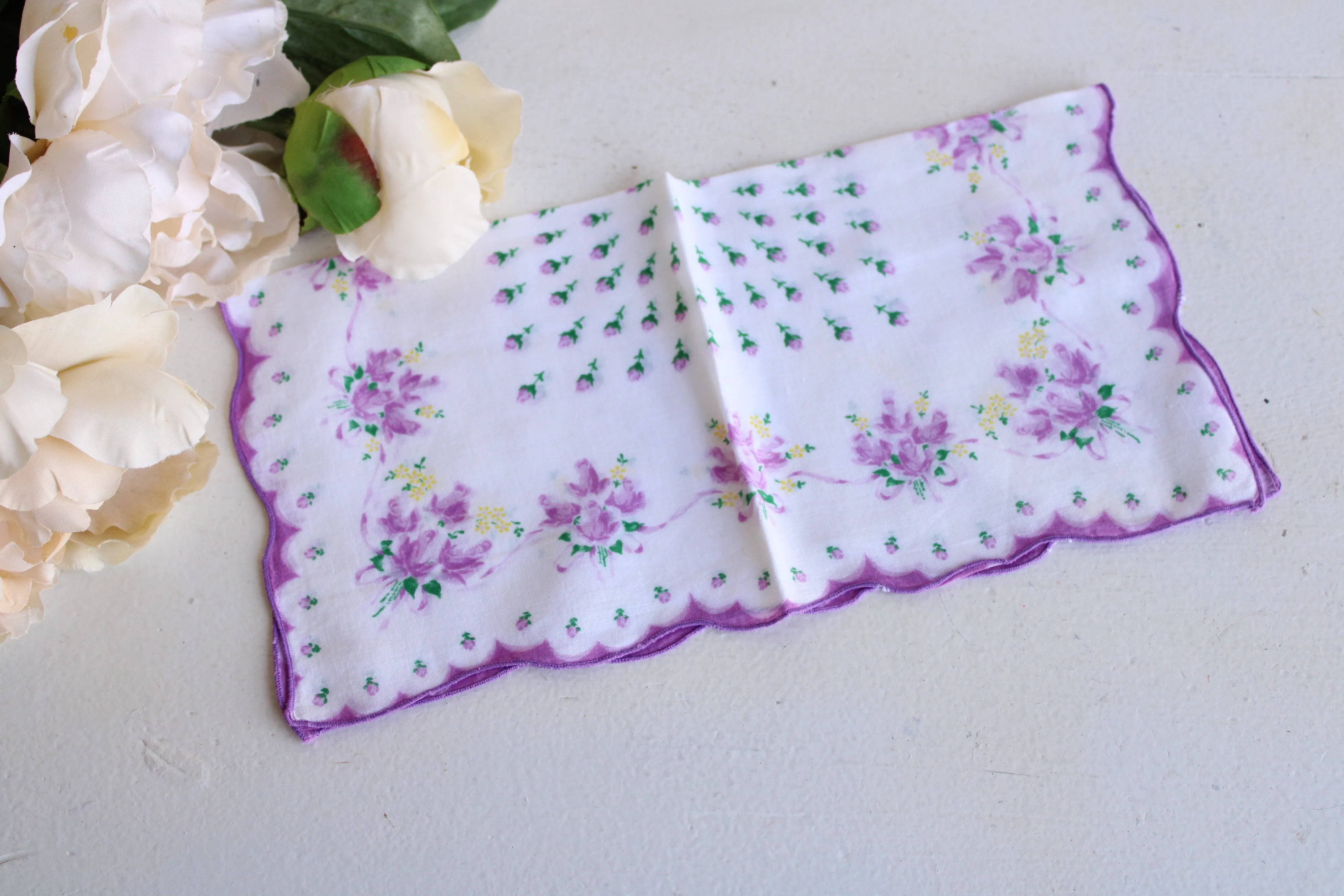 Vintage Purple Roses Handkerchief