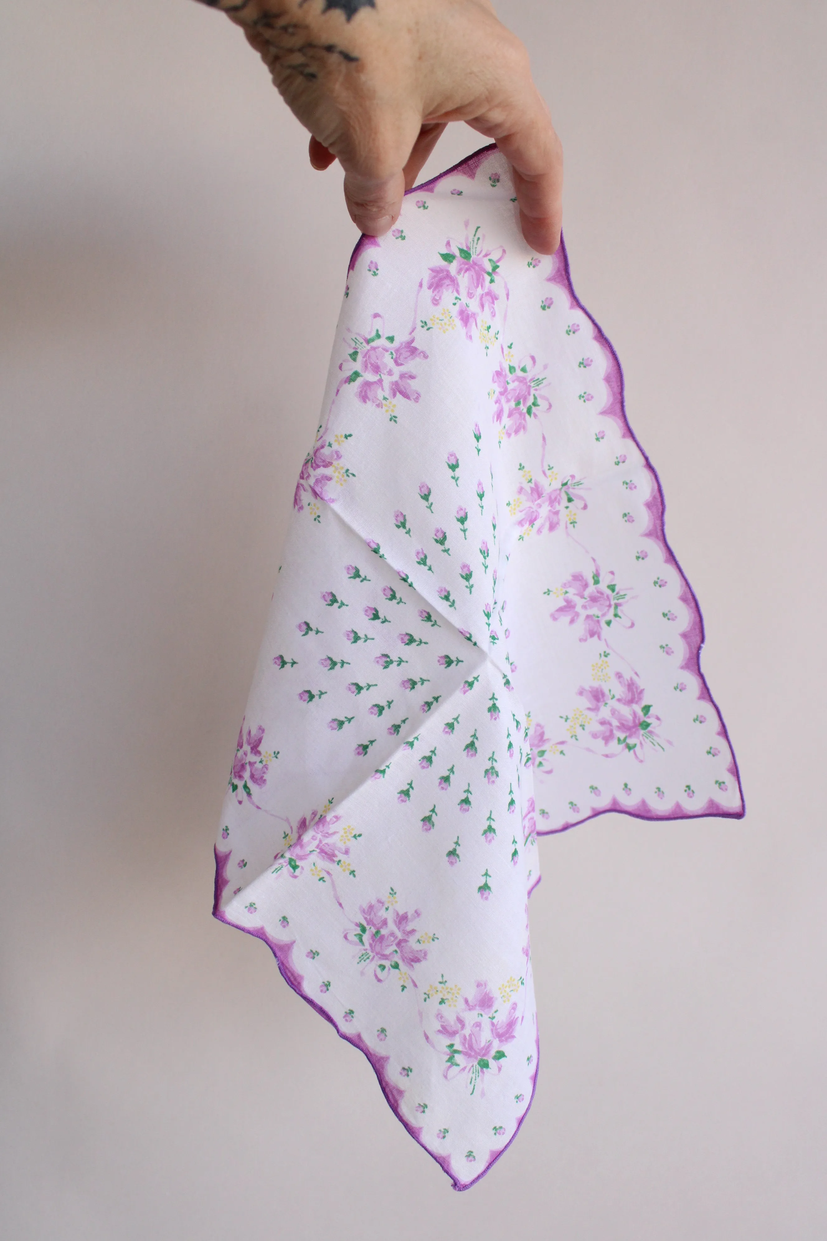 Vintage Purple Roses Handkerchief