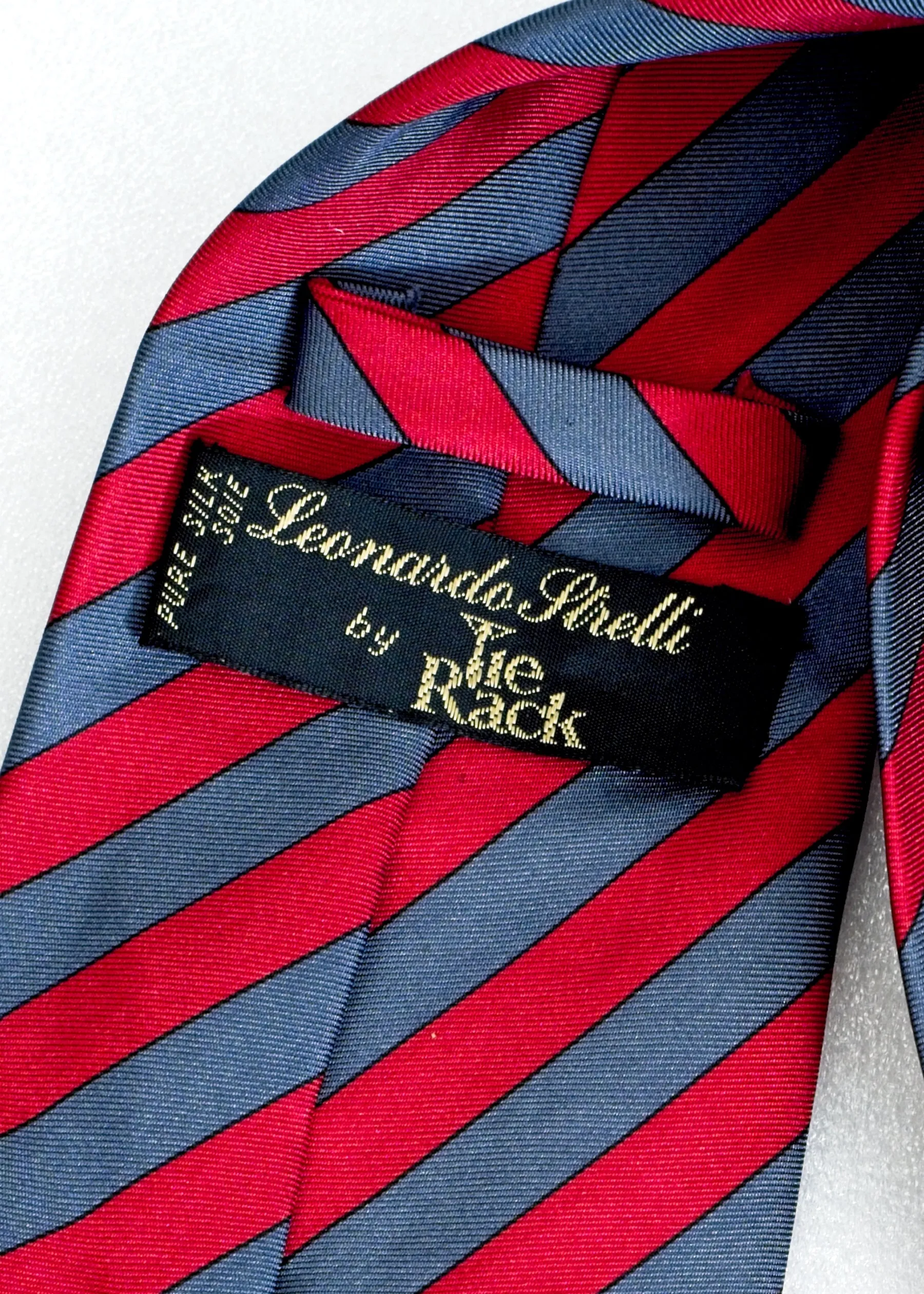 Vintage Red Blue Striped Silk Tie • Leonardo Strelli by Tie Rack