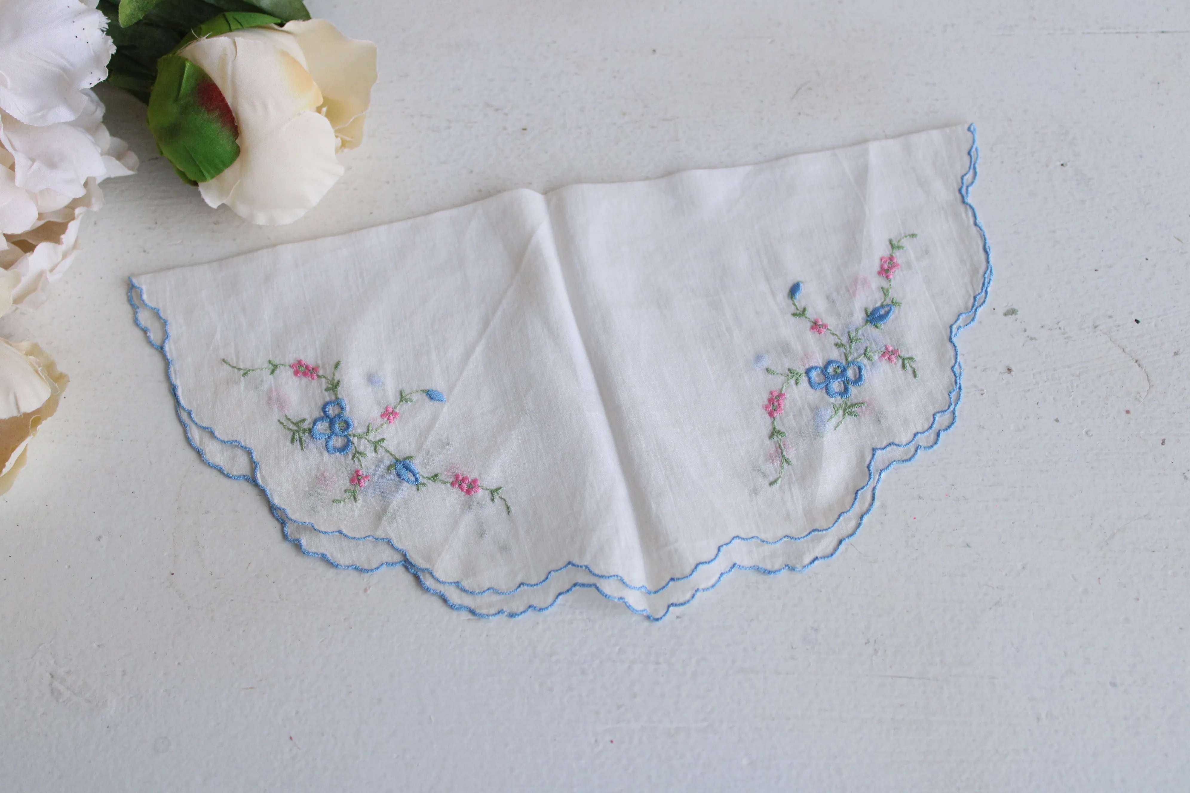 Vintage Round Embroidered Handkerchief