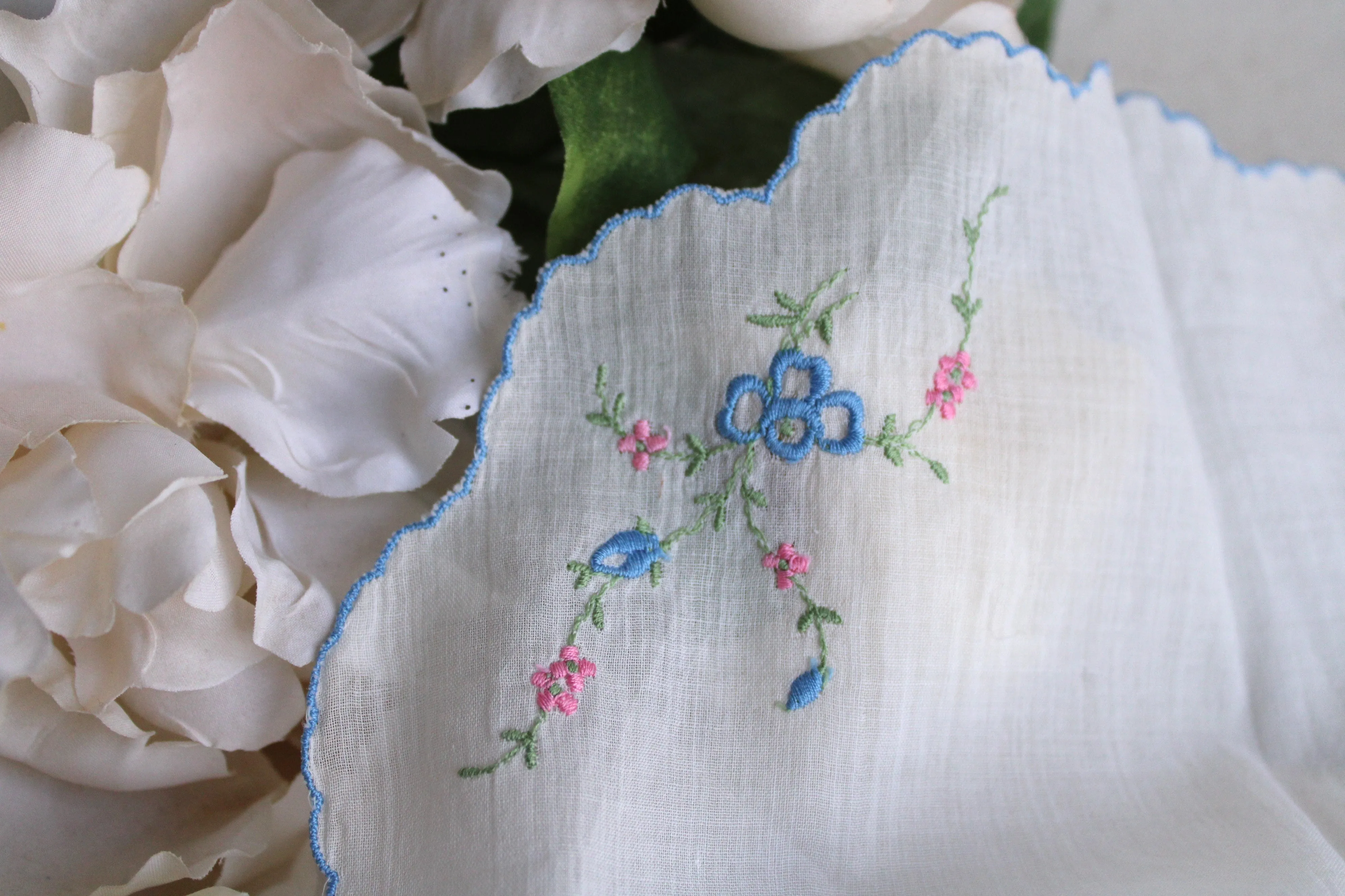 Vintage Round Embroidered Handkerchief