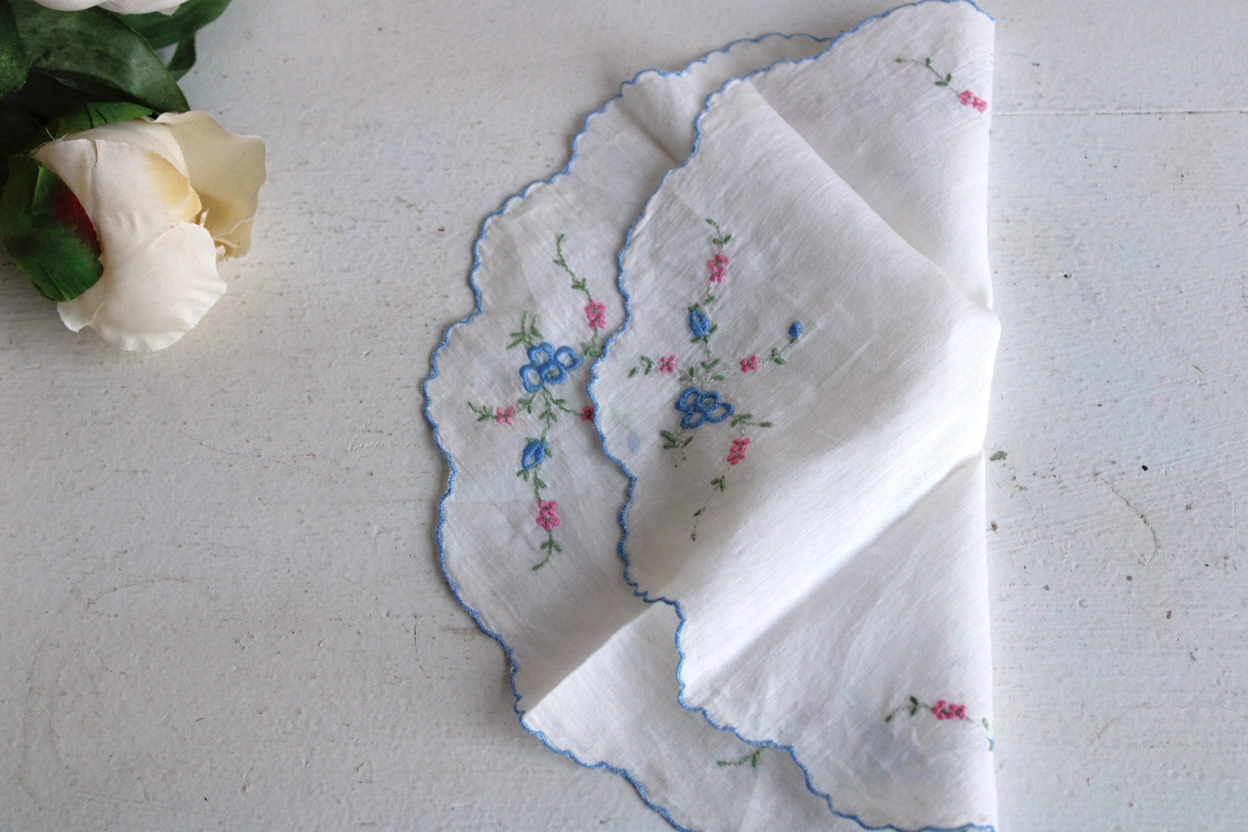 Vintage Round Embroidered Handkerchief