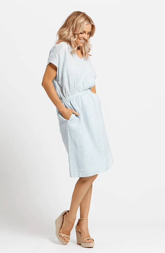 Vintage Round Neck Light Blue Dress - Jilly Dress