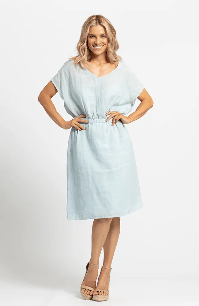 Vintage Round Neck Light Blue Dress - Jilly Dress