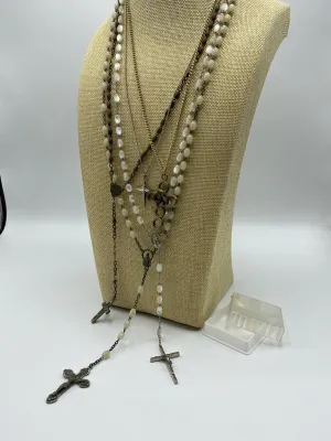 Vintage set of 3 Rosaries, 2 Cross Pendant Necklaces Unique! /ro