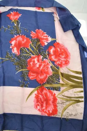 Vintage Silk Headscarf with Pink Carnation Print