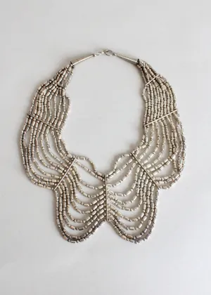 Vintage Silver Beaded Tribal Statement Necklace