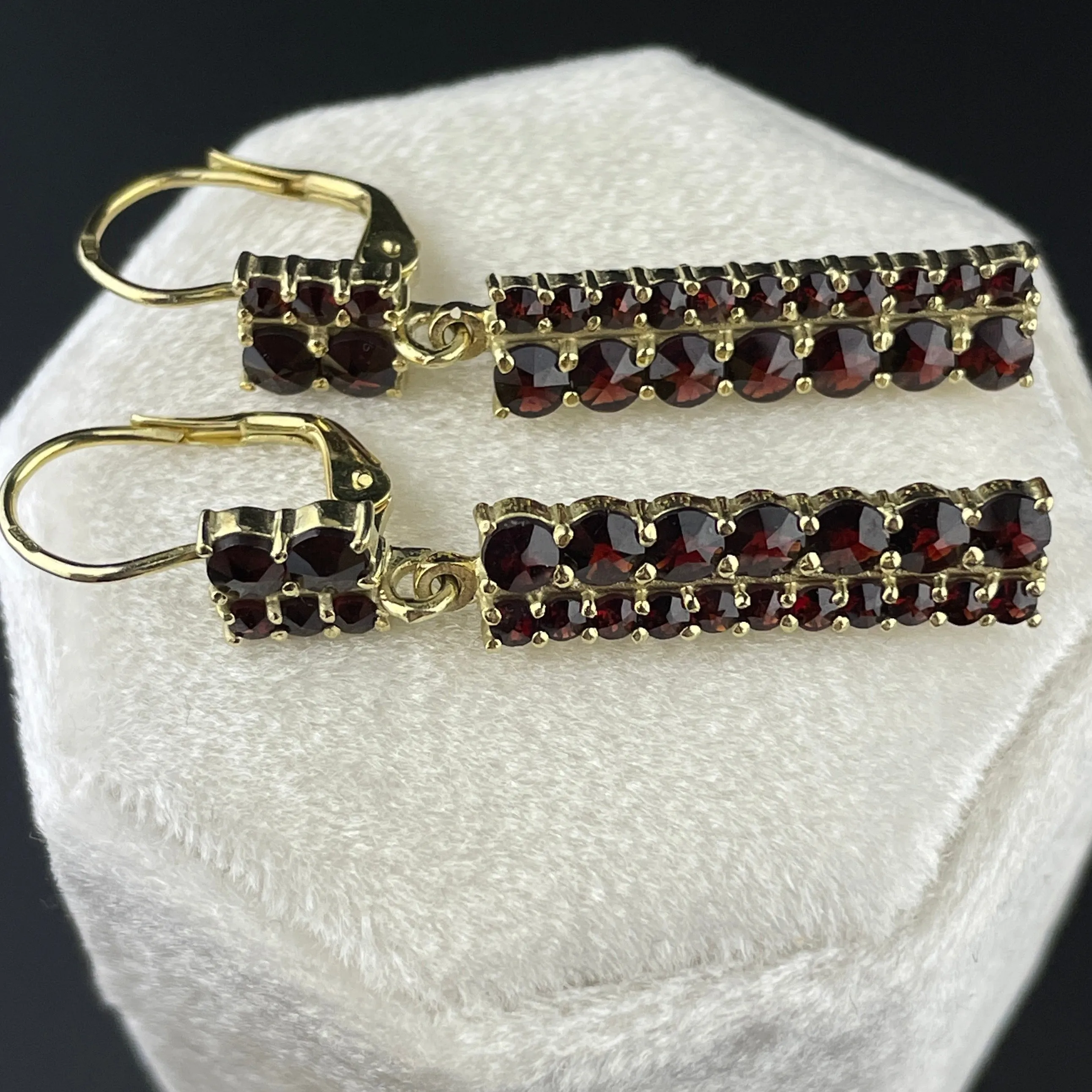 Vintage Silver Gold Vermeil Garnet Dangle Earrings