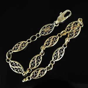 Vintage Solid 14K Gold Filigree Bracelet