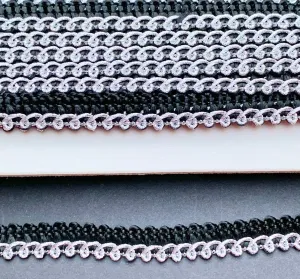 Vintage Sparkly Silver & Black Trim - 1cm wide..Huge Decorating Potential..