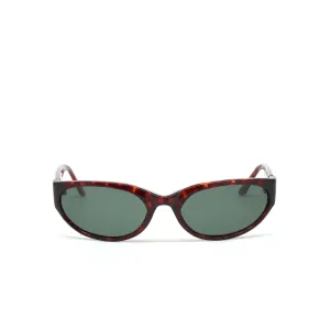 Vintage Standard Size Red Circular Frame Sunglasses - Tortoise