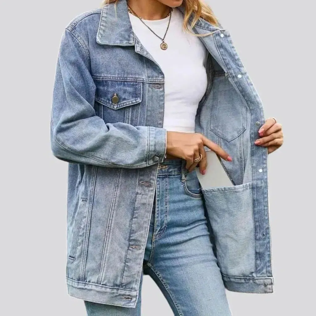 Vintage stonewashed denim jacket for women