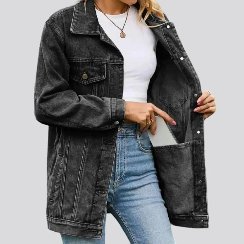 Vintage stonewashed denim jacket for women