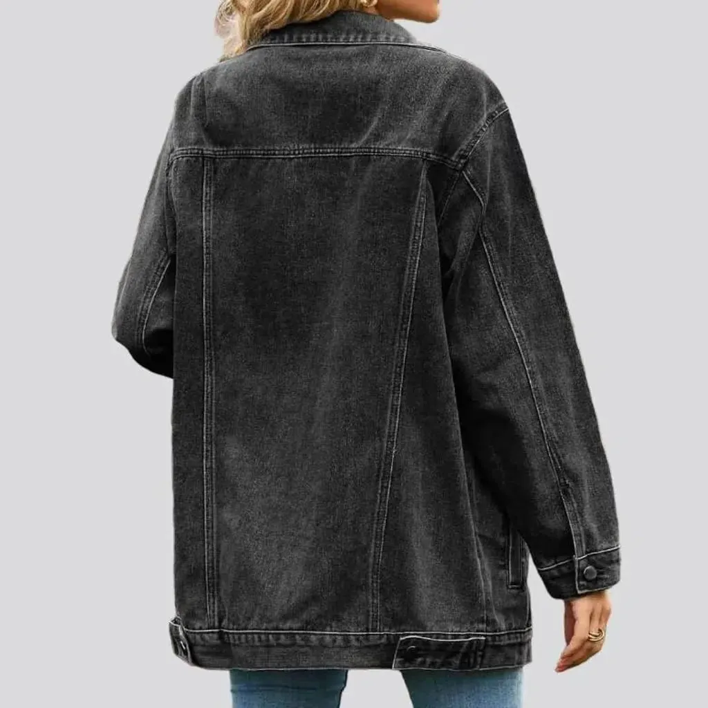 Vintage stonewashed denim jacket for women