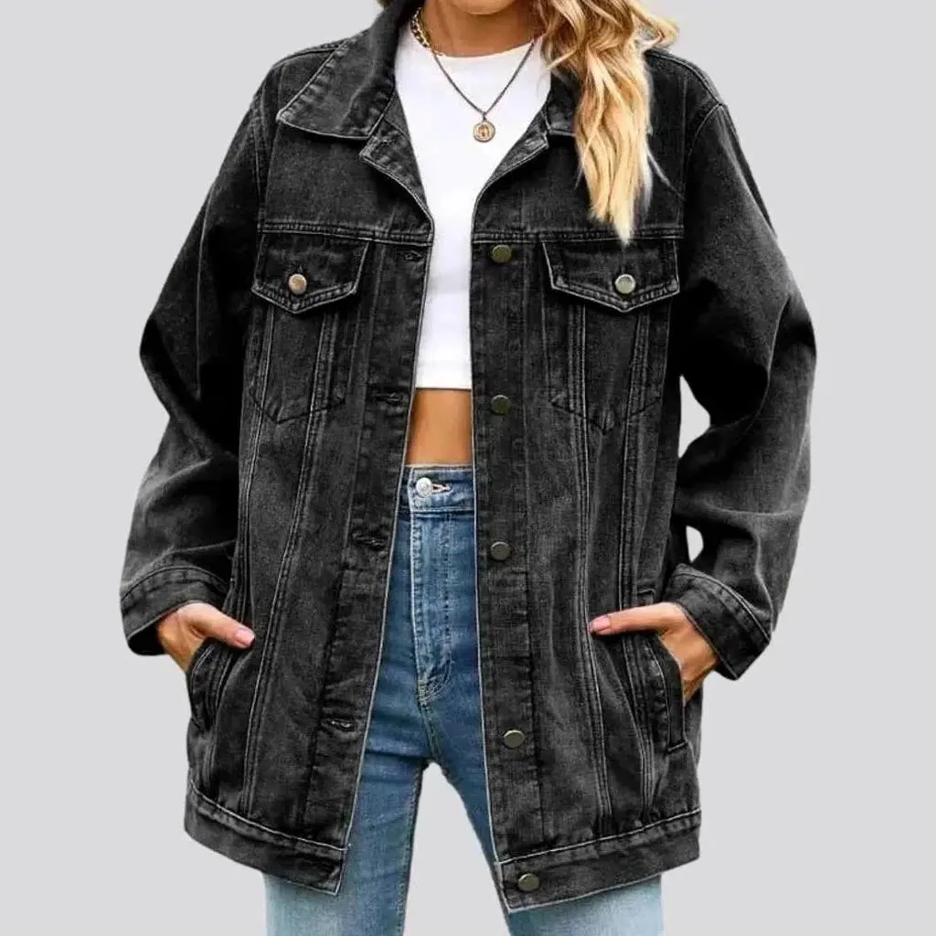 Vintage stonewashed denim jacket for women