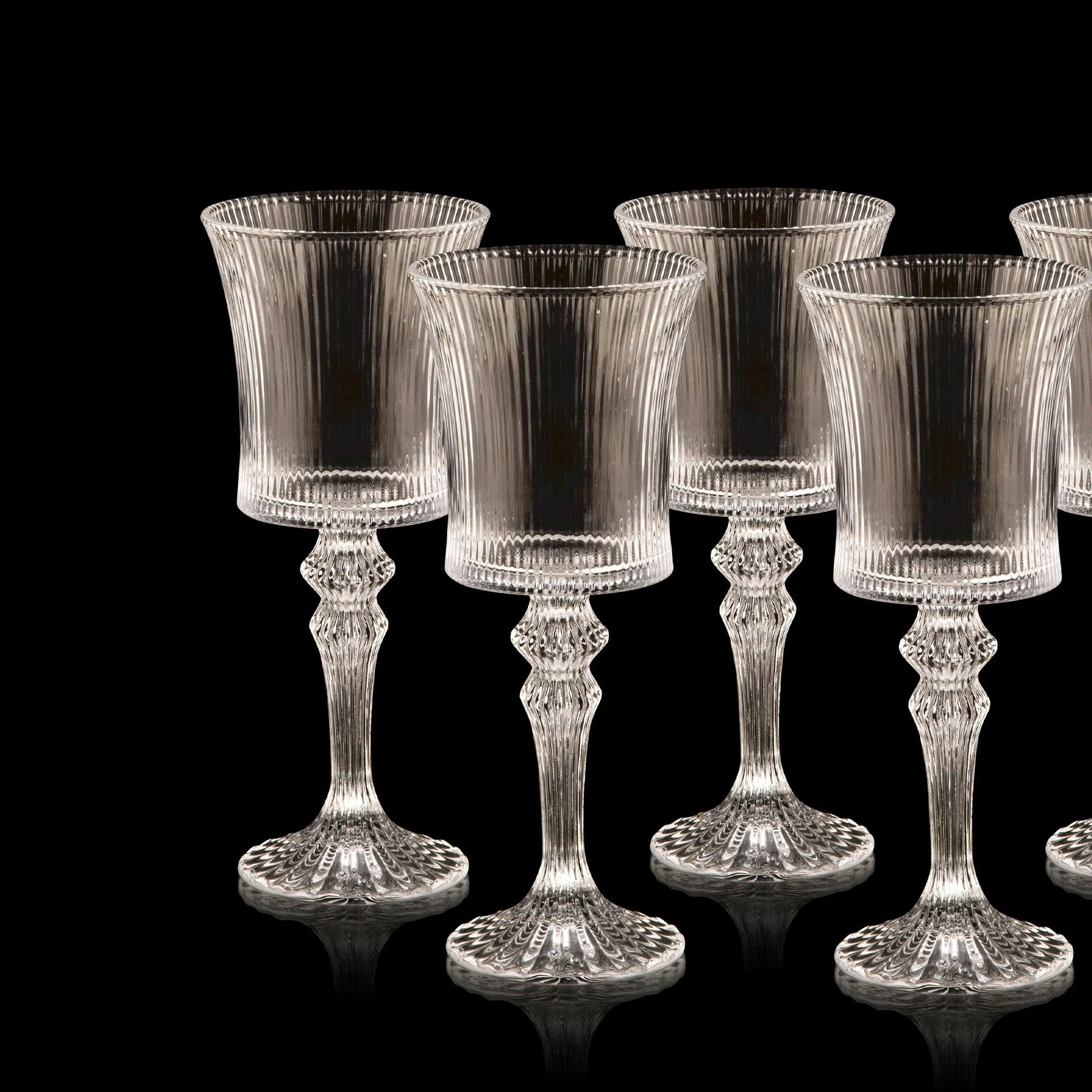 Vintage Striped Wine Glass - Set Of 6