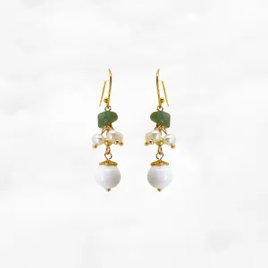 Vintage Style Aventurine and Tridacna Earrings