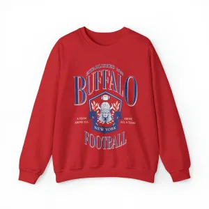 Vintage Style Buffalo Football Red Crewneck