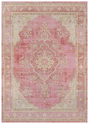 Vintage Style Faded Pink Area Rug