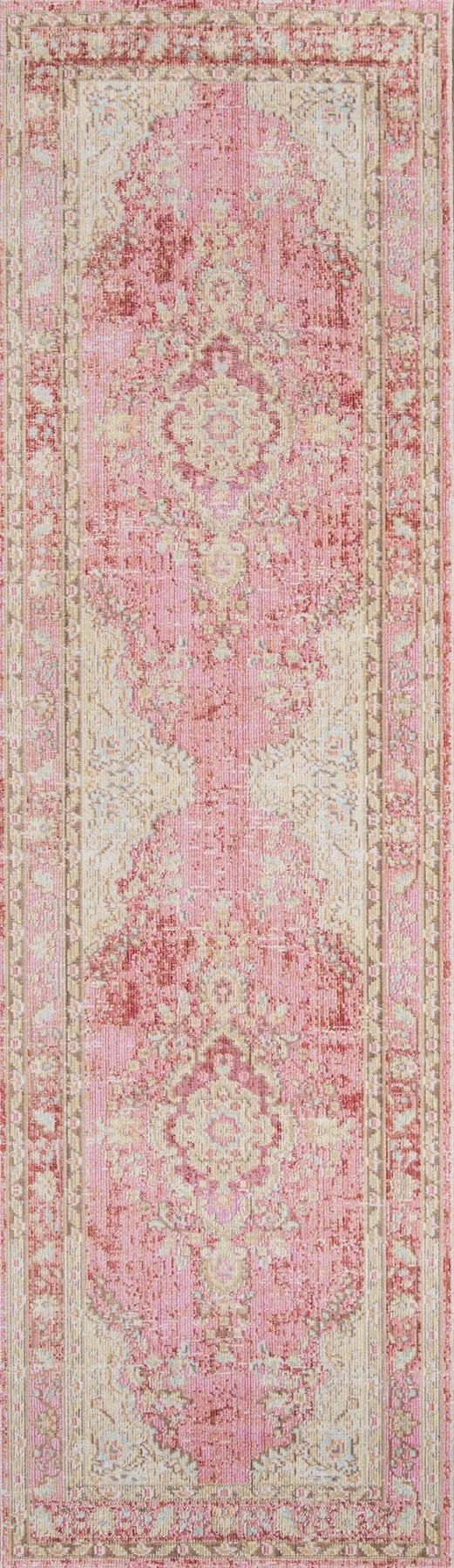 Vintage Style Faded Pink Area Rug