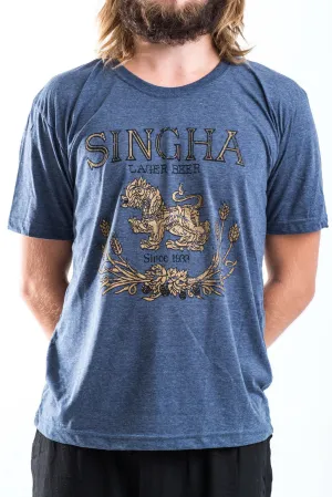 Vintage Style Singha Beer T-Shirt in Denim Blue