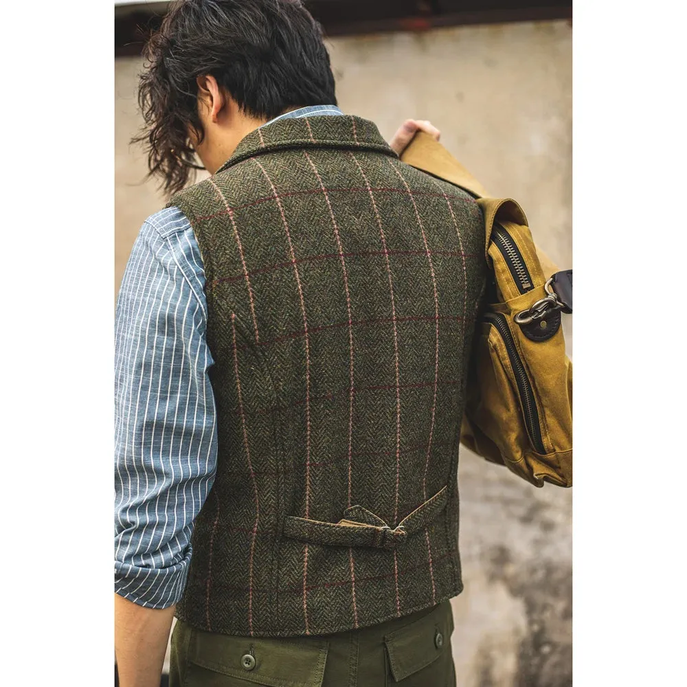 Vintage Style Woolen Tweed Vest Suit Waistcoat for Men