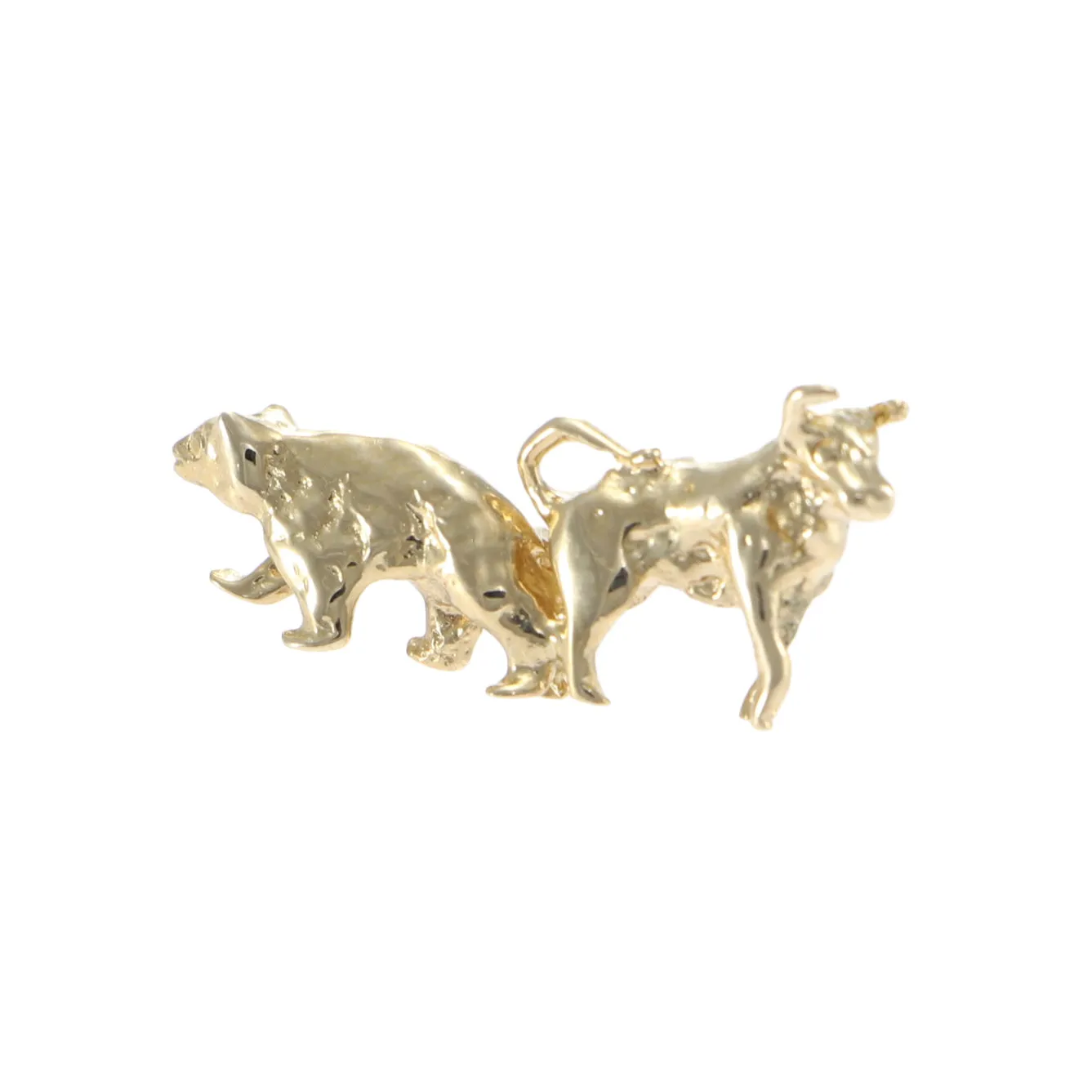 Vintage Tiffany & Co. Save The Bull and Bear Tie Pin 14k Yellow Gold -No Back