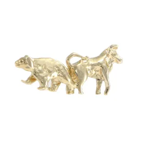 Vintage Tiffany & Co. Save The Bull and Bear Tie Pin 14k Yellow Gold -No Back