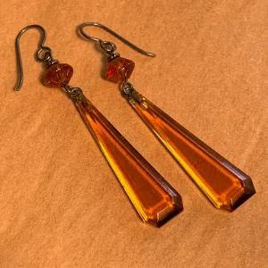 Vintage Topaz Glass Earrings by Ruth