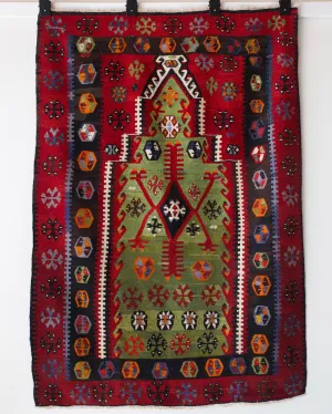 Vintage Turkish Sivas Kilim Rug 4'x5'10"