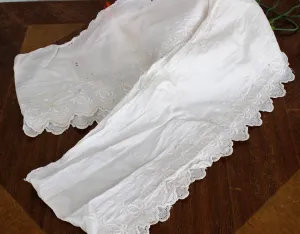 Vintage Victorian Edwardian White Wide Embroidered Lace