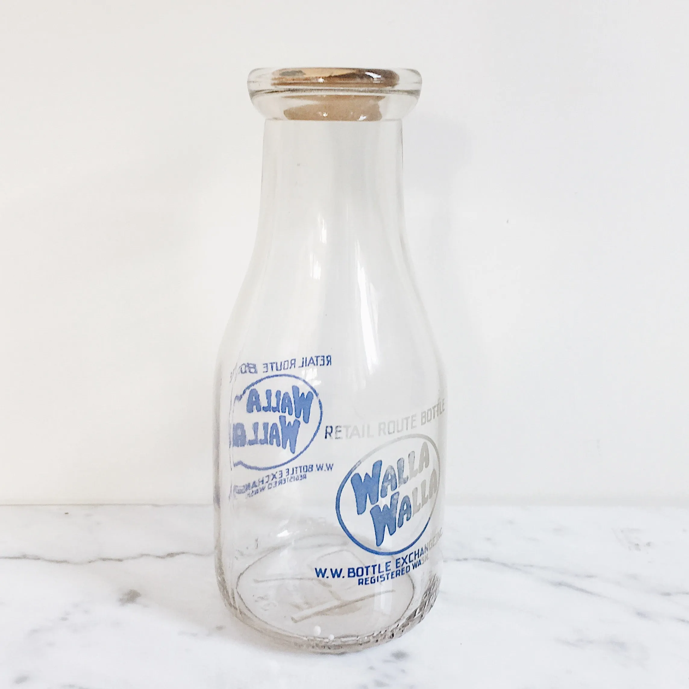 Vintage Walla Walla Blue Milk Bottle