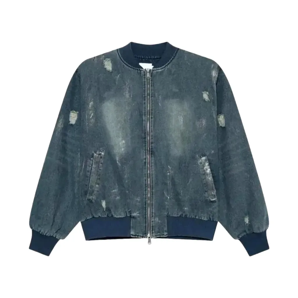 Vintage washed look men's jeans bomber jacket