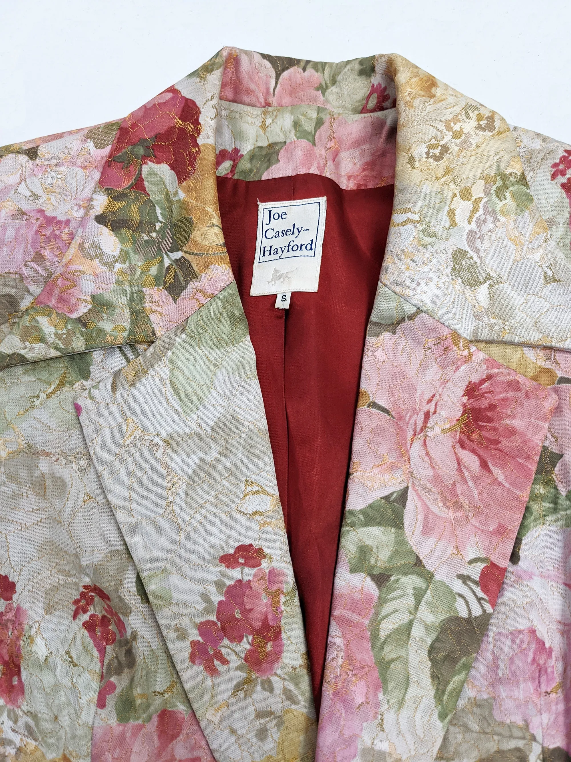 Vintage Womens Floral Peony Jacquard Blazer, 1990s